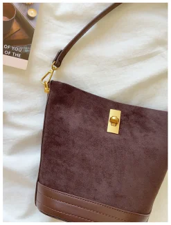 Elena Handbags Chic Leather Bucket Bag