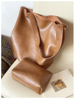 Elena Handbags Chic Leather Bucket Bag