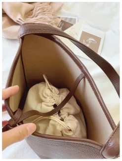Elena Handbags Chic Leather Bucket Bag