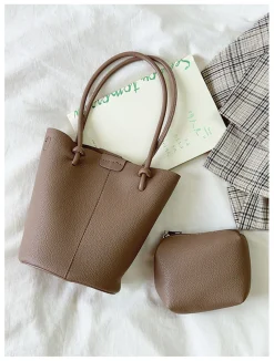 Elena Handbags Chic Leather Bucket Bag