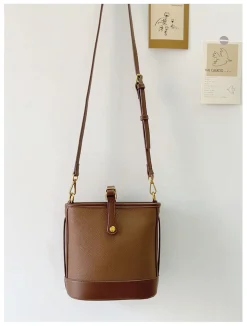 Elena Handbags Chic Leather Bucket Bag