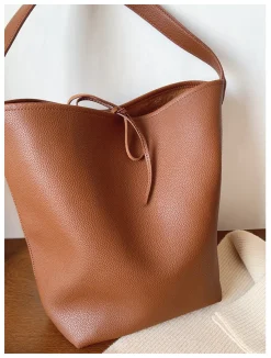 Elena Handbags Chic Leather Bucket Bag