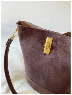 Elena Handbags Chic Leather Bucket Bag