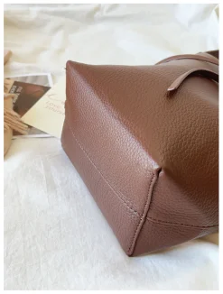 Elena Handbags Chic Leather Bucket Bag