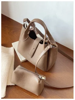 Elena Handbags Chic Leather Bucket Bag