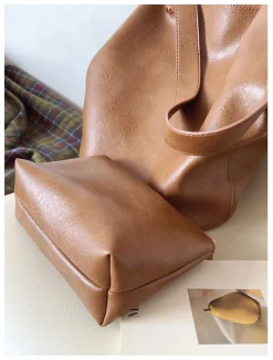 Elena Handbags Chic Leather Bucket Bag