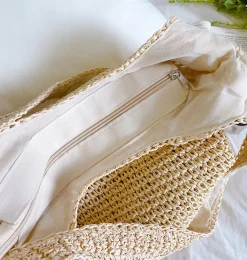 Elena Handbags Chic Straw Woven Bag