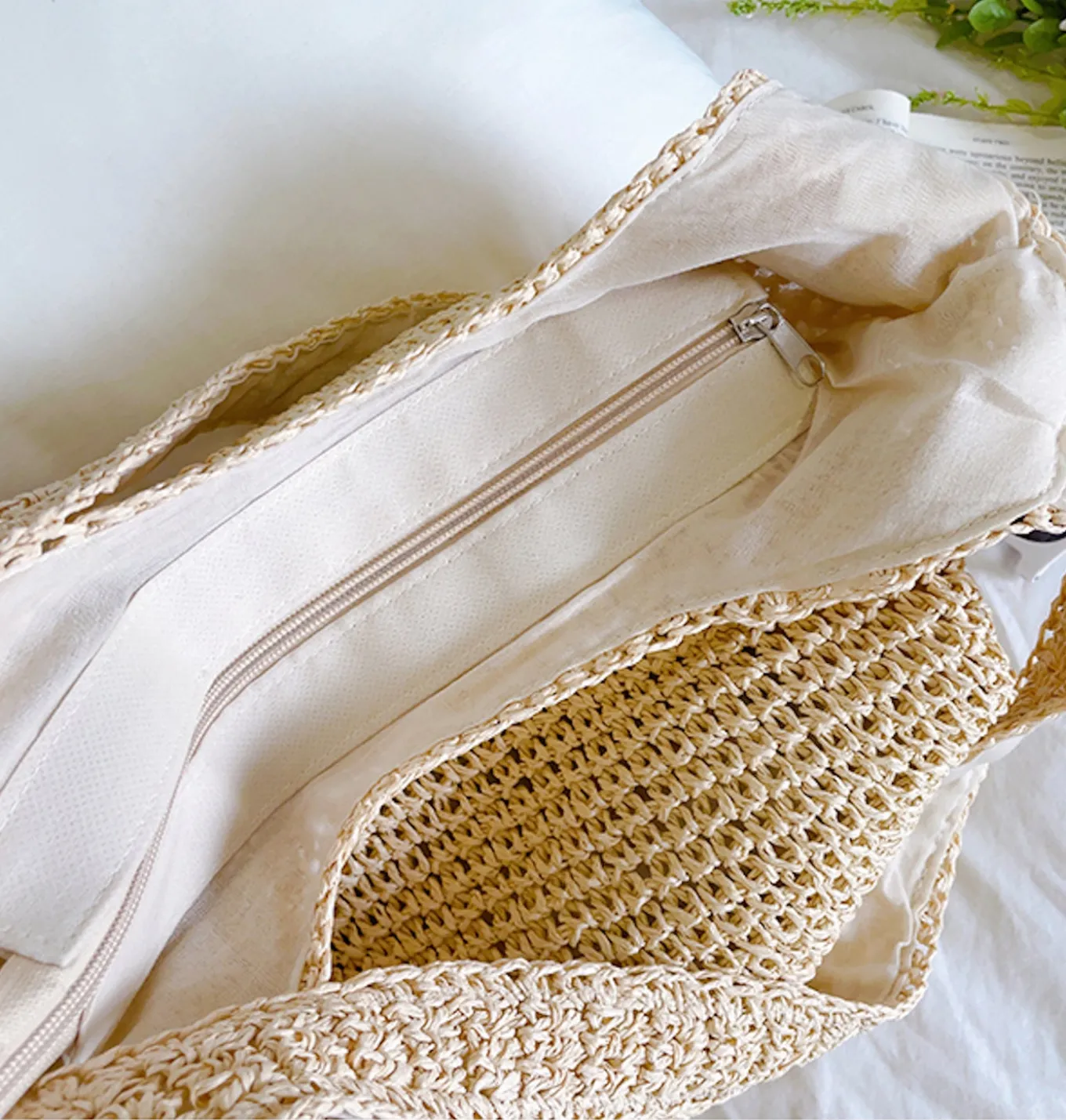 Elena Handbags Chic Straw Woven Bag