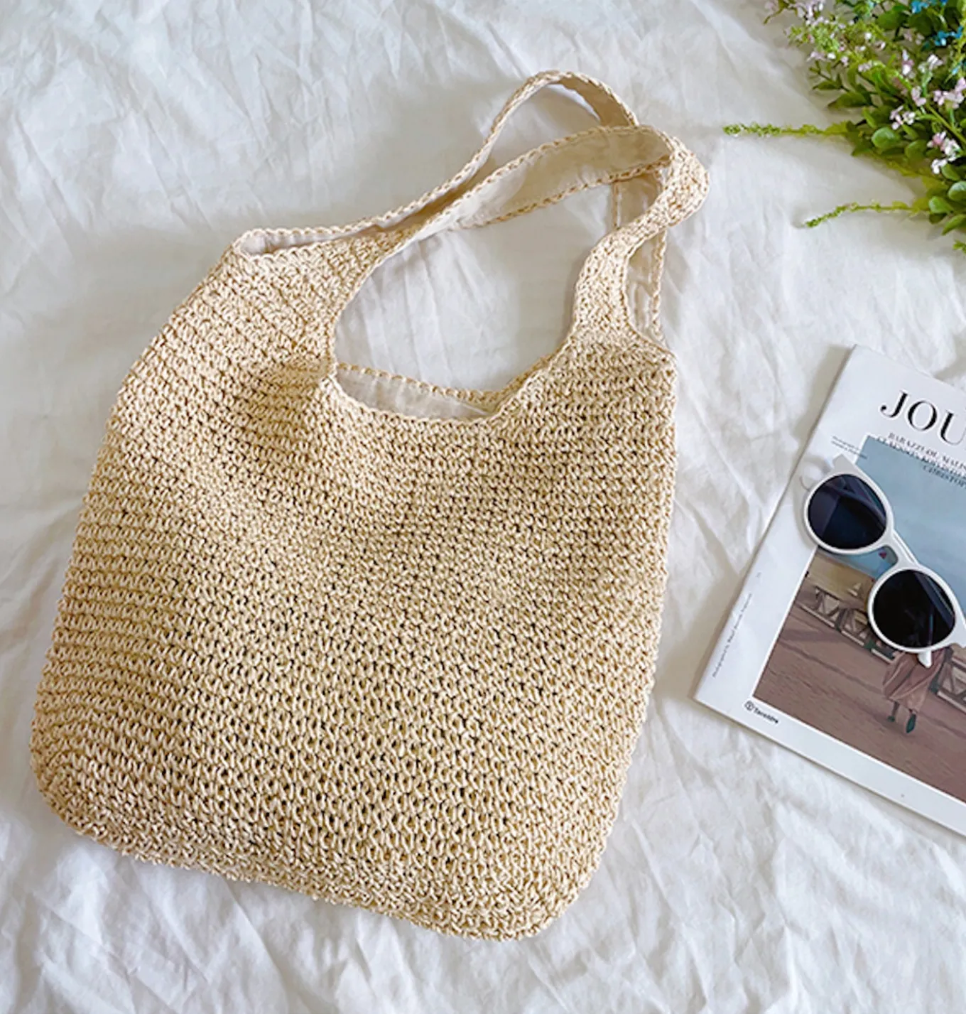 Elena Handbags Chic Straw Woven Bag