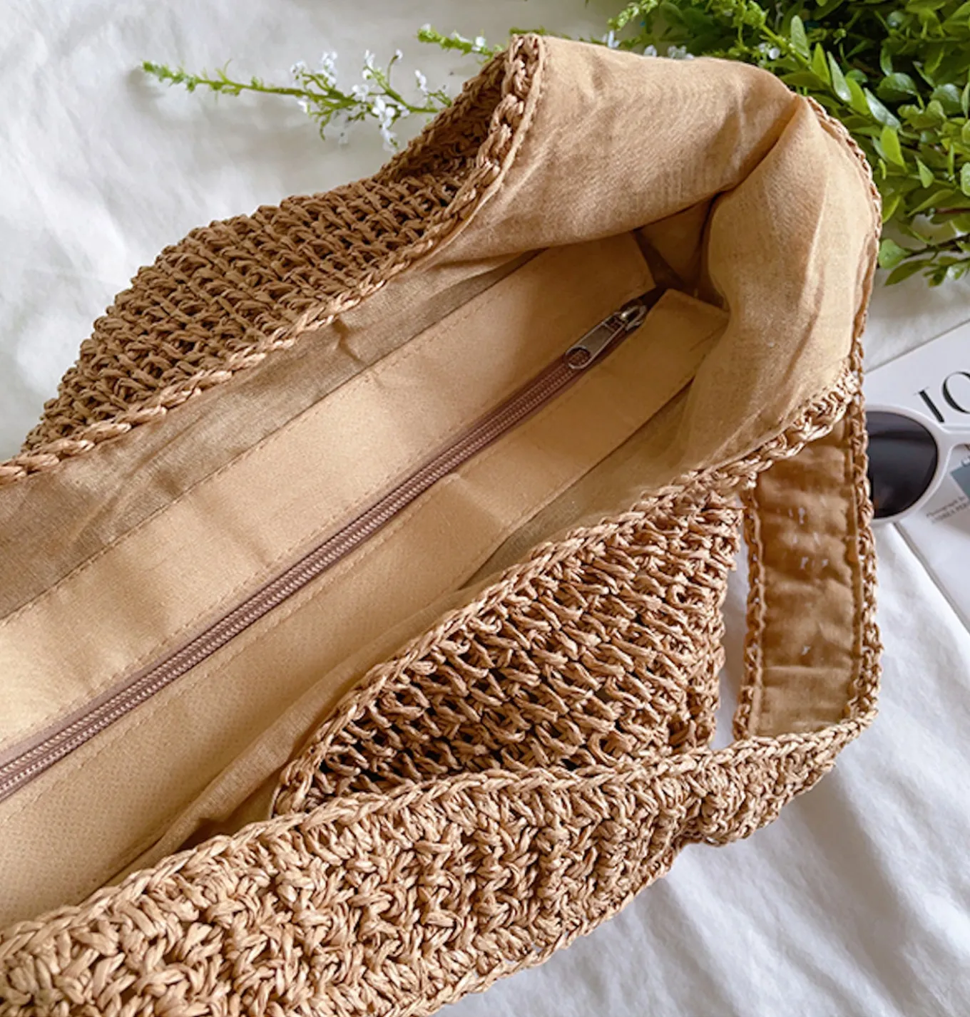 Elena Handbags Chic Straw Woven Bag