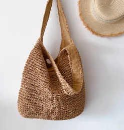 Elena Handbags Chic Straw Woven Bag