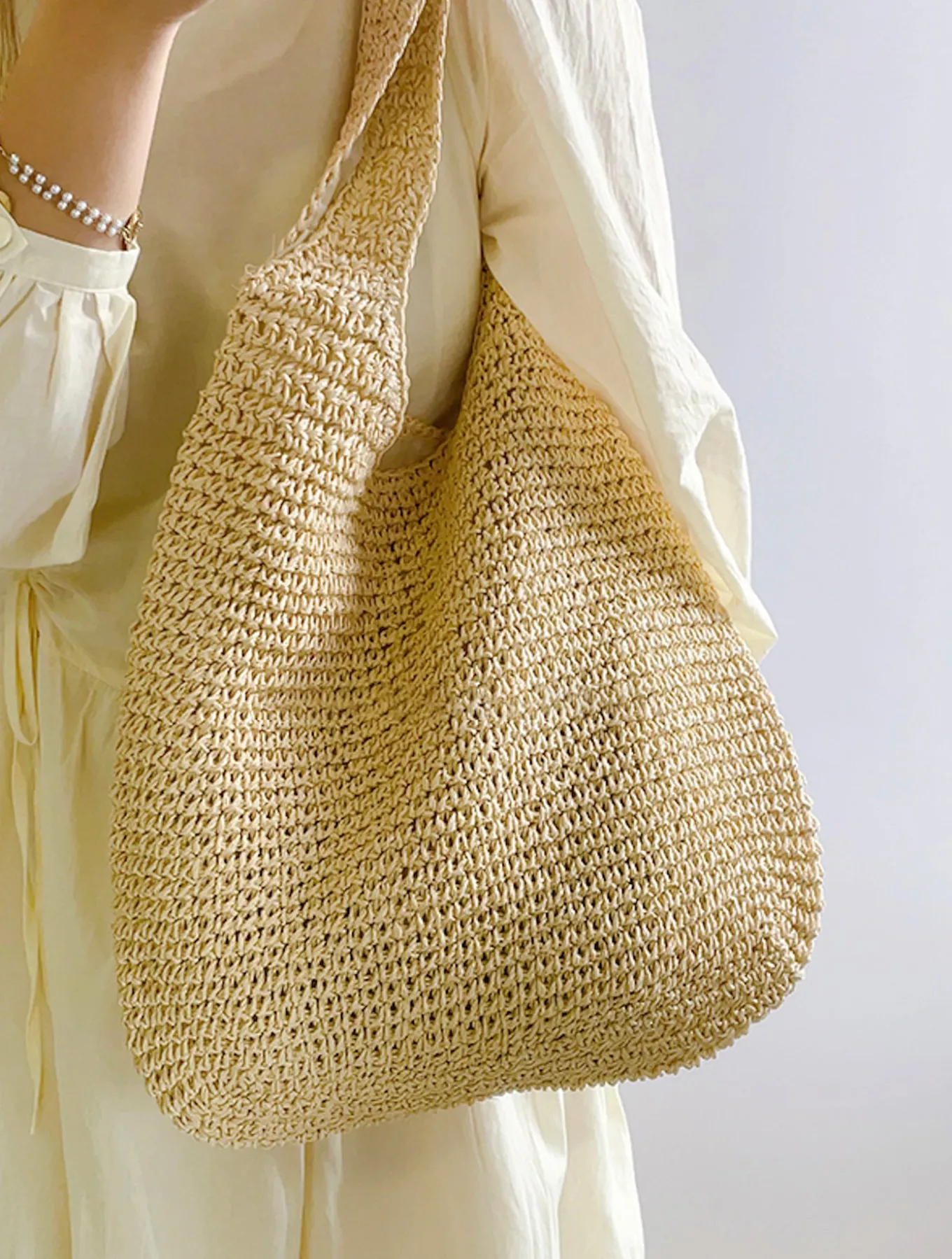 Elena Handbags Chic Straw Woven Bag