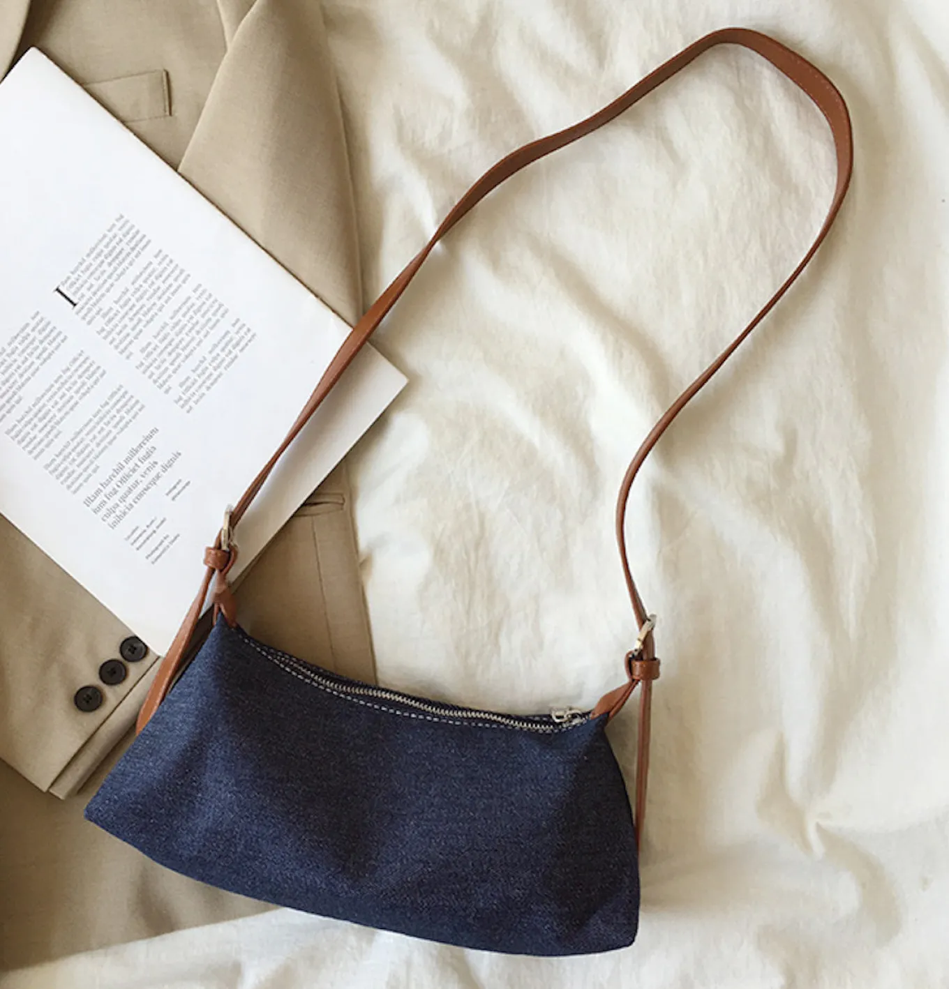 Elena Handbags Classic Everyday Denim Shoulder Bag