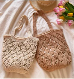 Elena Handbags Cotton Crochet Bucket Bag