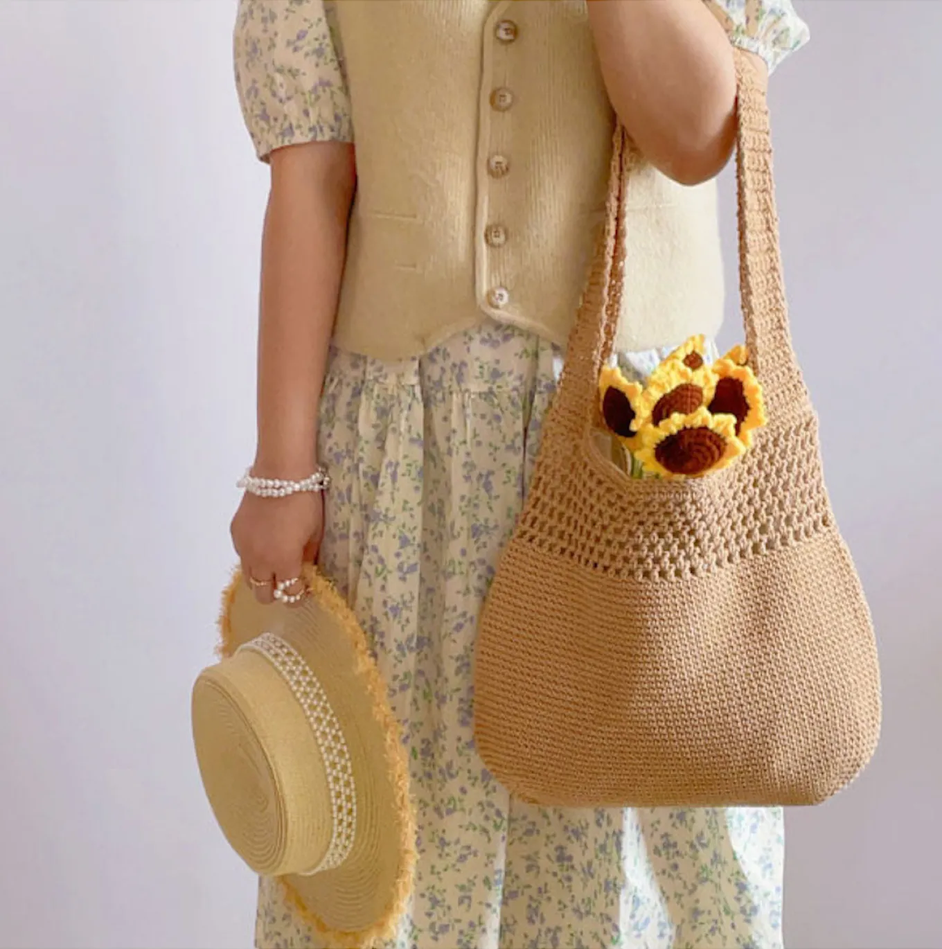 Elena Handbags Cotton Crochet Fashion Shoulder Bag