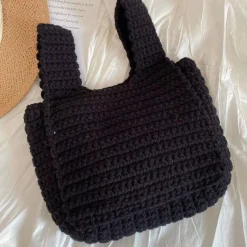 Elena Handbags Cotton Crochet Smiley Face Bag