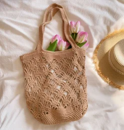 Elena Handbags Cotton Crochet Bucket Bag