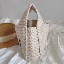 Elena Handbags Cotton Crochet Smiley Face Bag