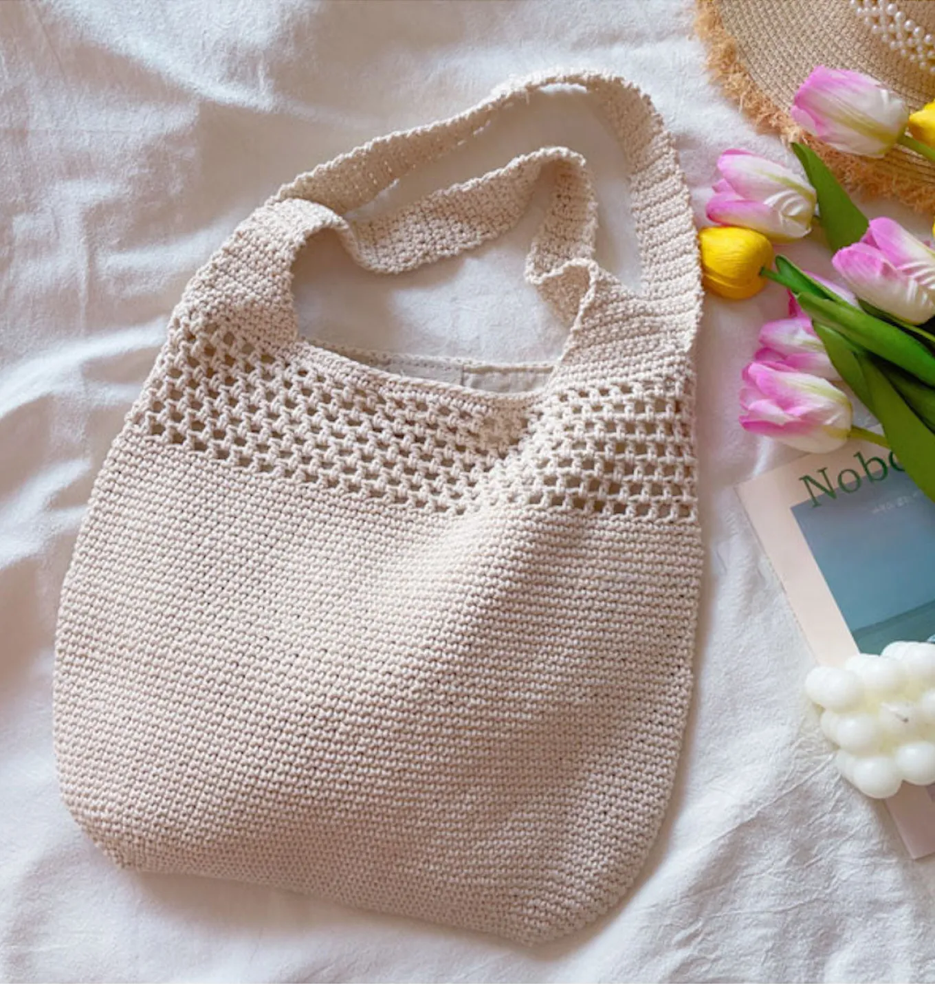 Elena Handbags Cotton Crochet Fashion Shoulder Bag