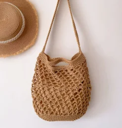 Elena Handbags Cotton Fishnet Shoulder Bag