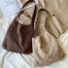 Elena Handbags Cotton Knitted Sweater Shoulder Bag with Leather Strap