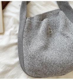 Elena Handbags Cotton Knit Shoulder Bag