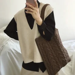 Elena Handbags Cotton Knitted Shoulder Bag