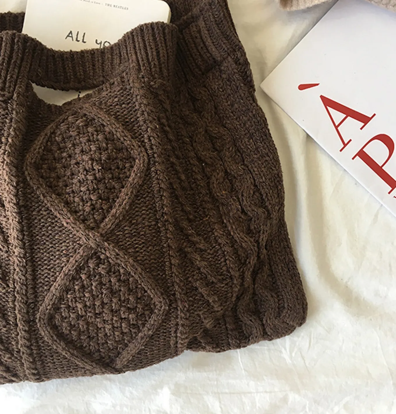 Elena Handbags Cotton Knitted Sweater Bag