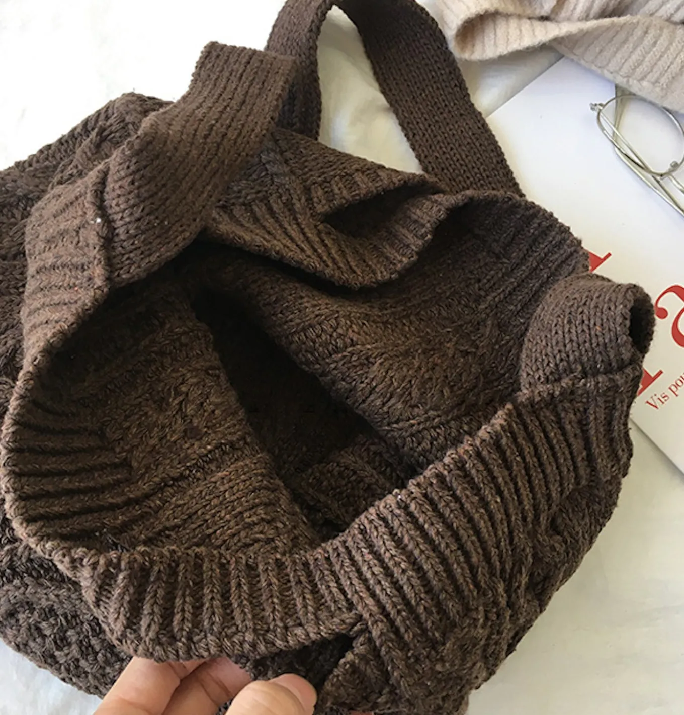 Elena Handbags Cotton Knitted Sweater Bag
