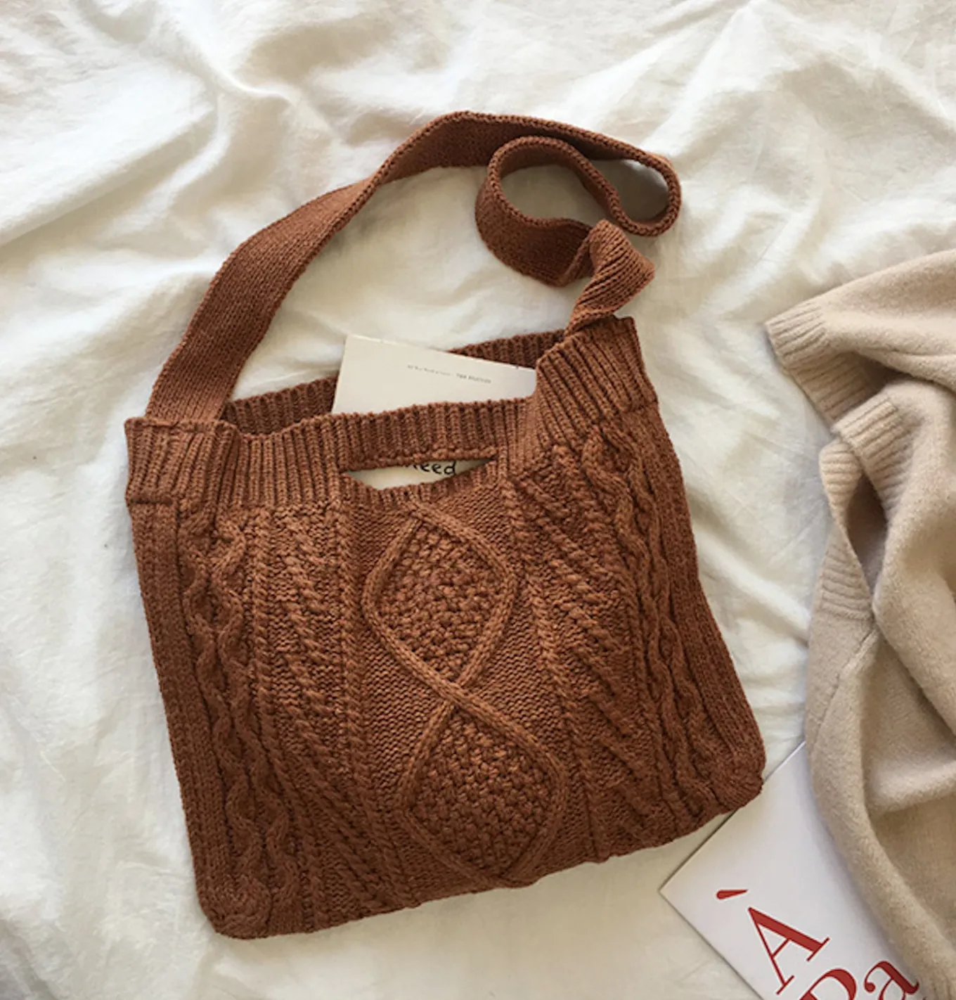 Elena Handbags Cotton Knitted Sweater Bag