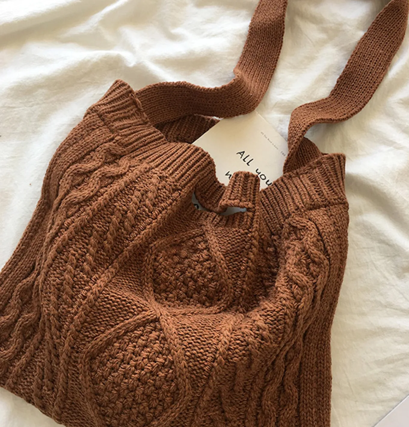 Elena Handbags Cotton Knitted Sweater Bag