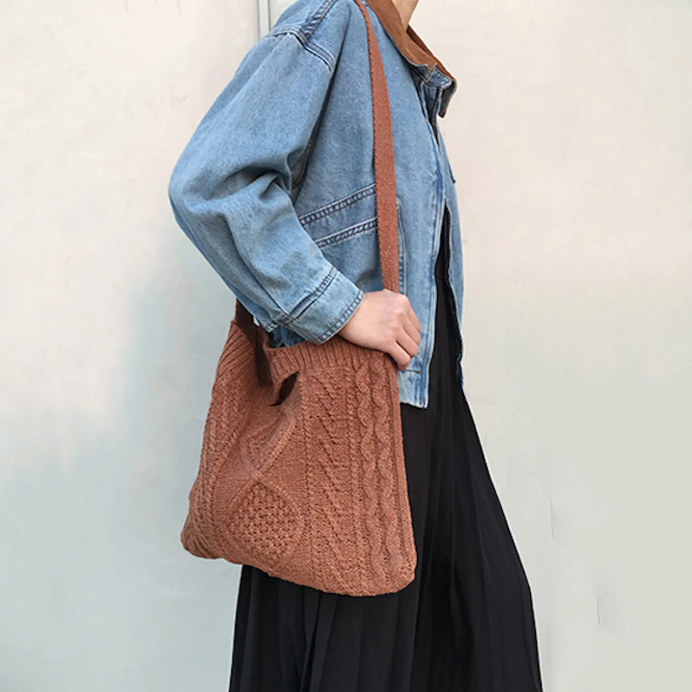 Elena Handbags Cotton Knitted Sweater Bag