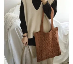 Elena Handbags Cotton Knitted Shoulder Bag