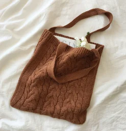 Elena Handbags Cotton Knitted Shoulder Bag
