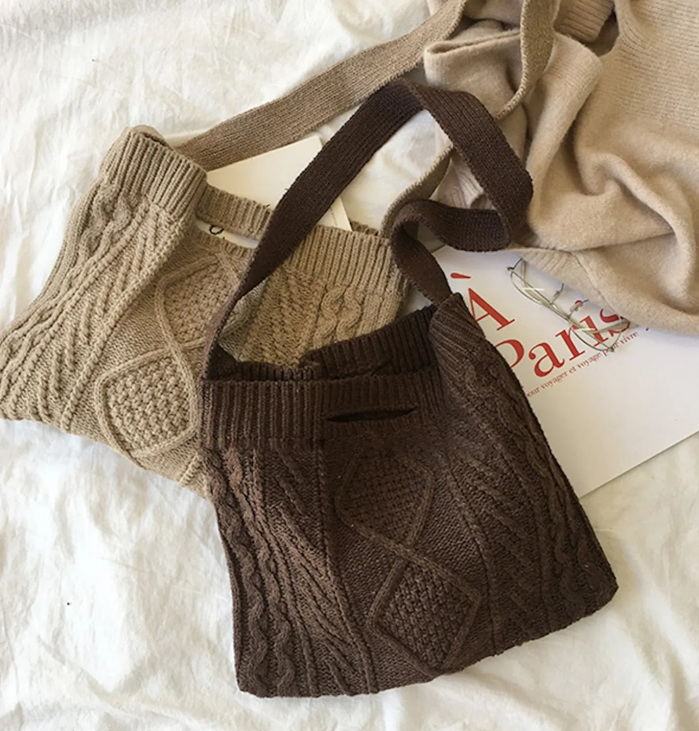 Elena Handbags Cotton Knitted Sweater Bag