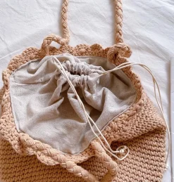 Elena Handbags Cotton Knit Smiley Face Shoulder Bag