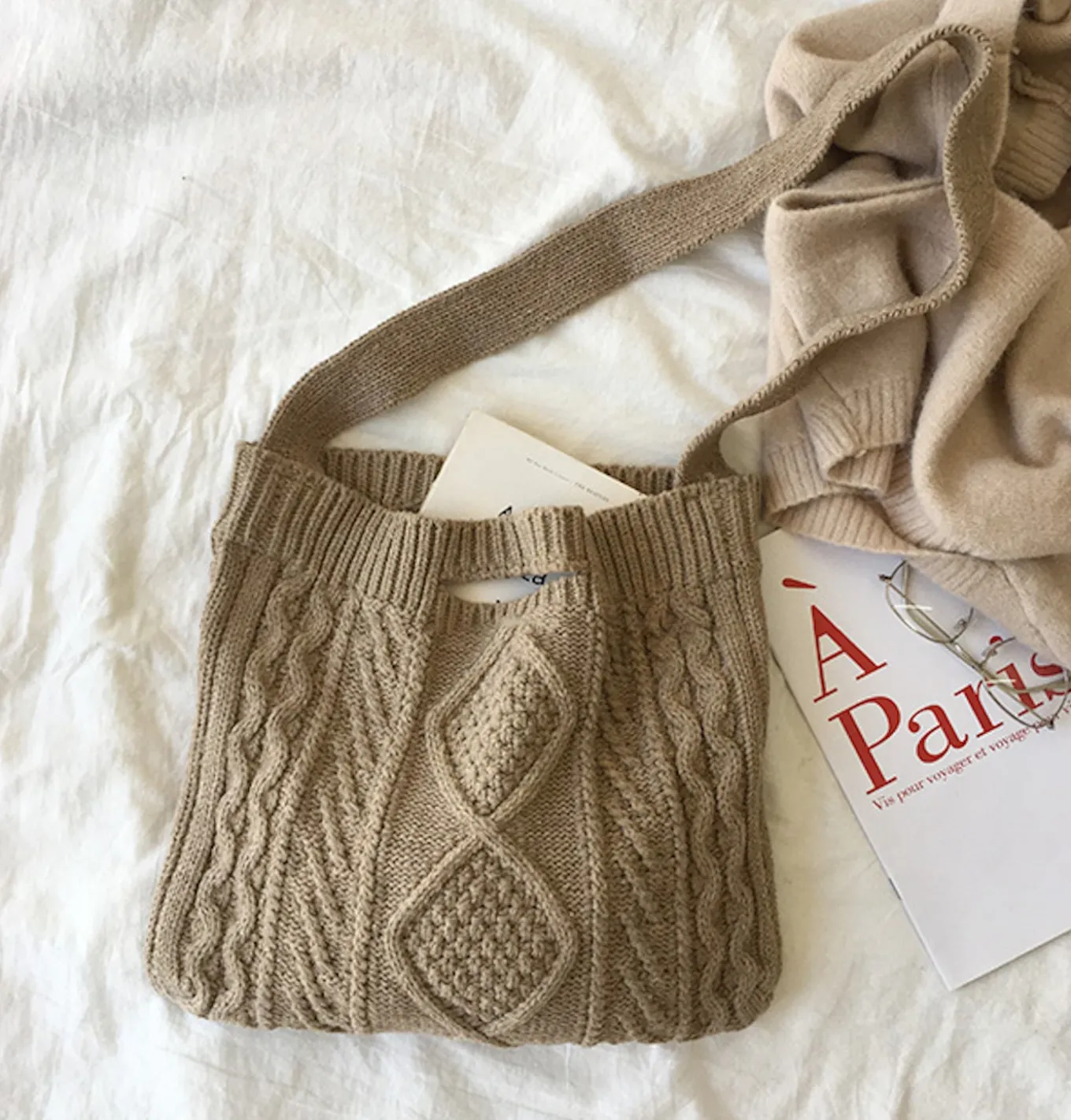 Elena Handbags Cotton Knitted Sweater Bag