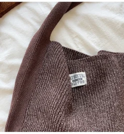 Elena Handbags Cotton Knit Shoulder Bag