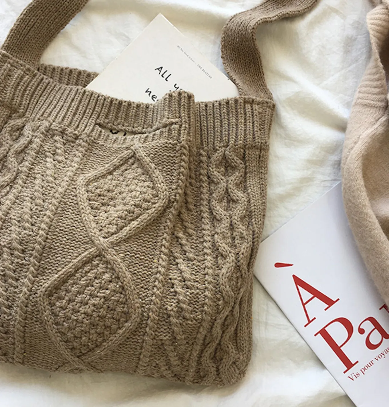 Elena Handbags Cotton Knitted Sweater Bag
