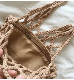 Elena Handbags Crochet Bag with Fishnet Design