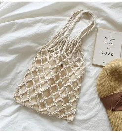 Elena Handbags Crochet Bag with Fishnet Design