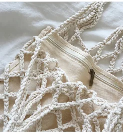 Elena Handbags Crochet Bag with Fishnet Design