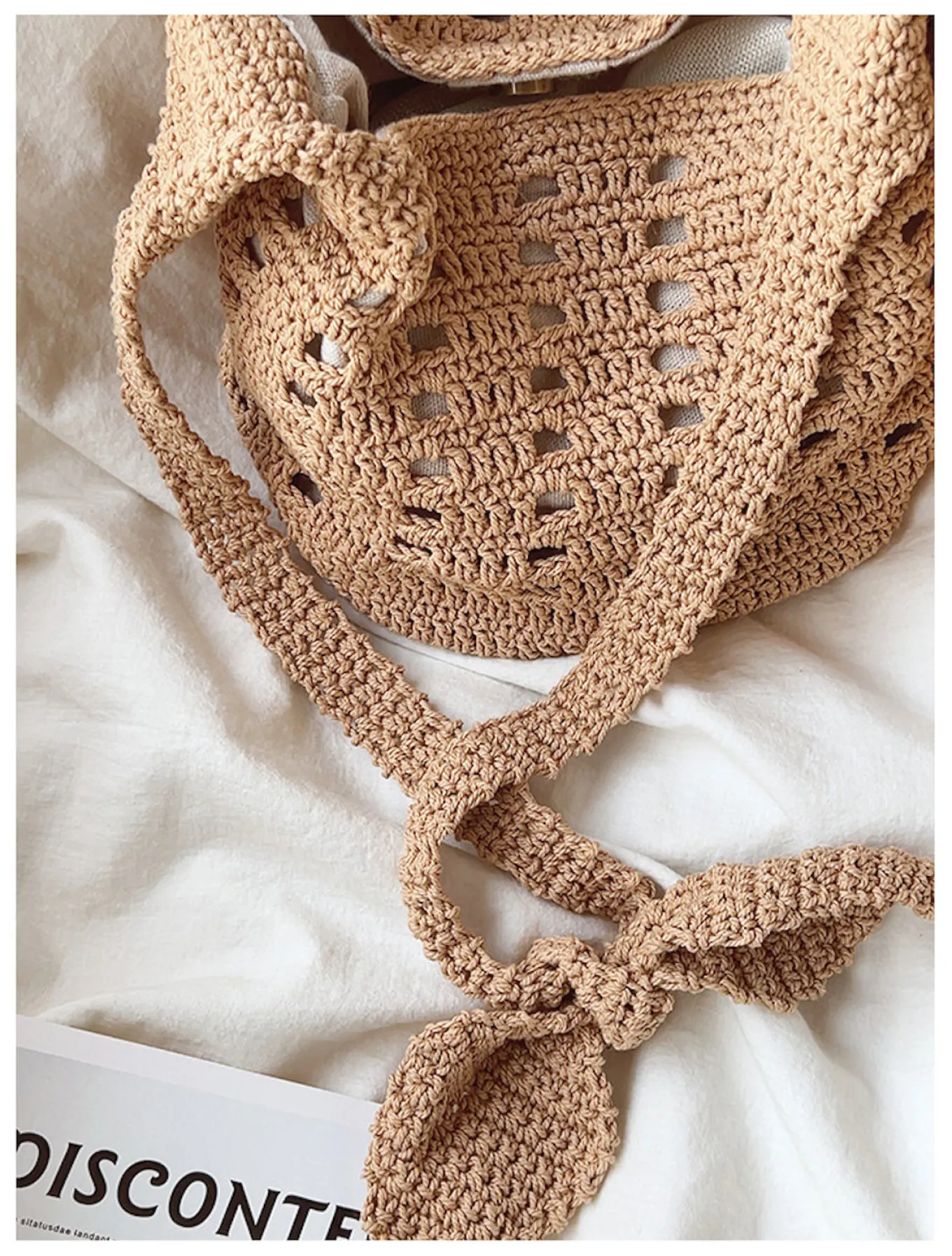 Elena Handbags Crochet Cotton Bucket Shoulder Bag