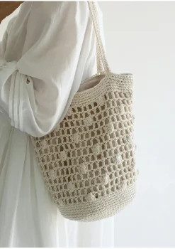 Elena Handbags Crochet Cotton Bucket Shoulder Bag