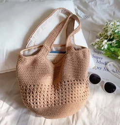 Elena Handbags Crochet Cotton Bucket Bag