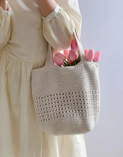 Elena Handbags Crochet Cotton Bucket Bag