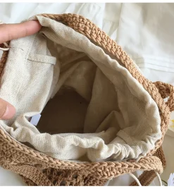 Elena Handbags Crochet Cotton Bucket Shoulder Bag