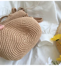 Elena Handbags Crochet Cotton Bucket Shoulder Bag