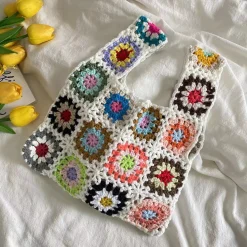 Elena Handbags Crochet Granny Square Patchwork Shoulder Bag