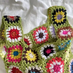Elena Handbags Crochet Granny Square Patchwork Shoulder Bag
